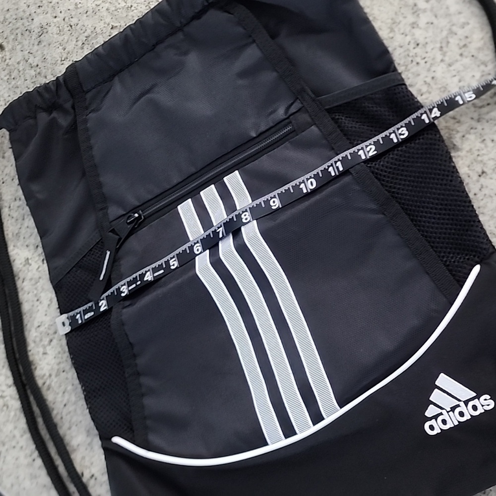 Adidas Black/White Nylon String Backpack! - image 7
